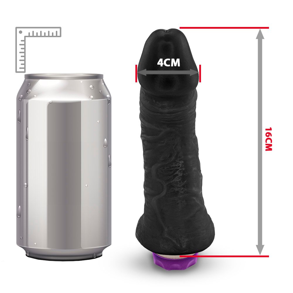Pênis com Escroto e Vibrador 10 Velocidades Recarregável Hades 16 x 4cm Preto | Foto 07