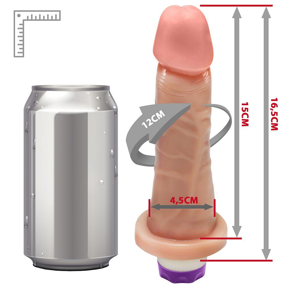 Pênis com Base e Vibrador 10 Velocidades Recarregável Miércoles 15 x 4,5cm Bege | Foto 06
