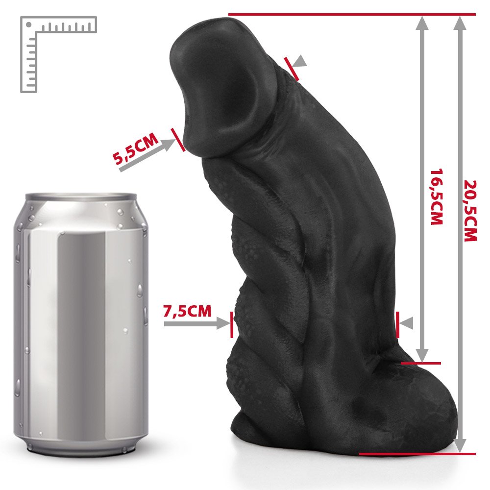 P�nis Flex�vel com Textura Massageadora e Escroto Gator 20,5x 7,5cm Preto | Foto 06