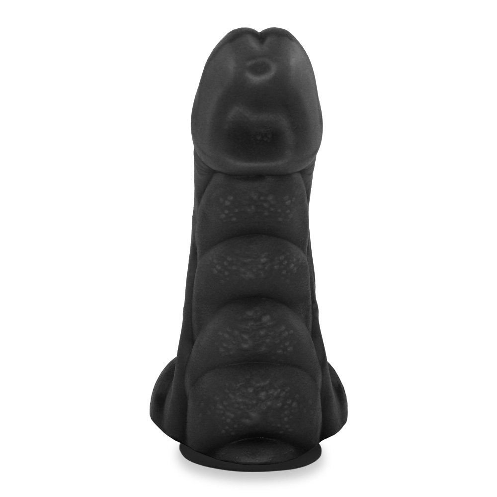 Pênis Flexível com Textura Massageadora e Escroto e Ventosa Gator 20,5x 7,5cm Preto | Foto 03