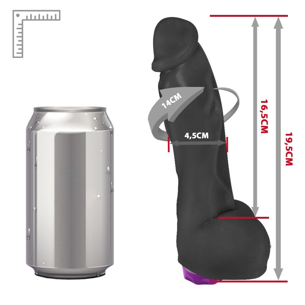 Pênis Realístico com Vibrador 10 Velocidades Recarregável Heart 19,5 x 4,5cm Preto | Foto 06