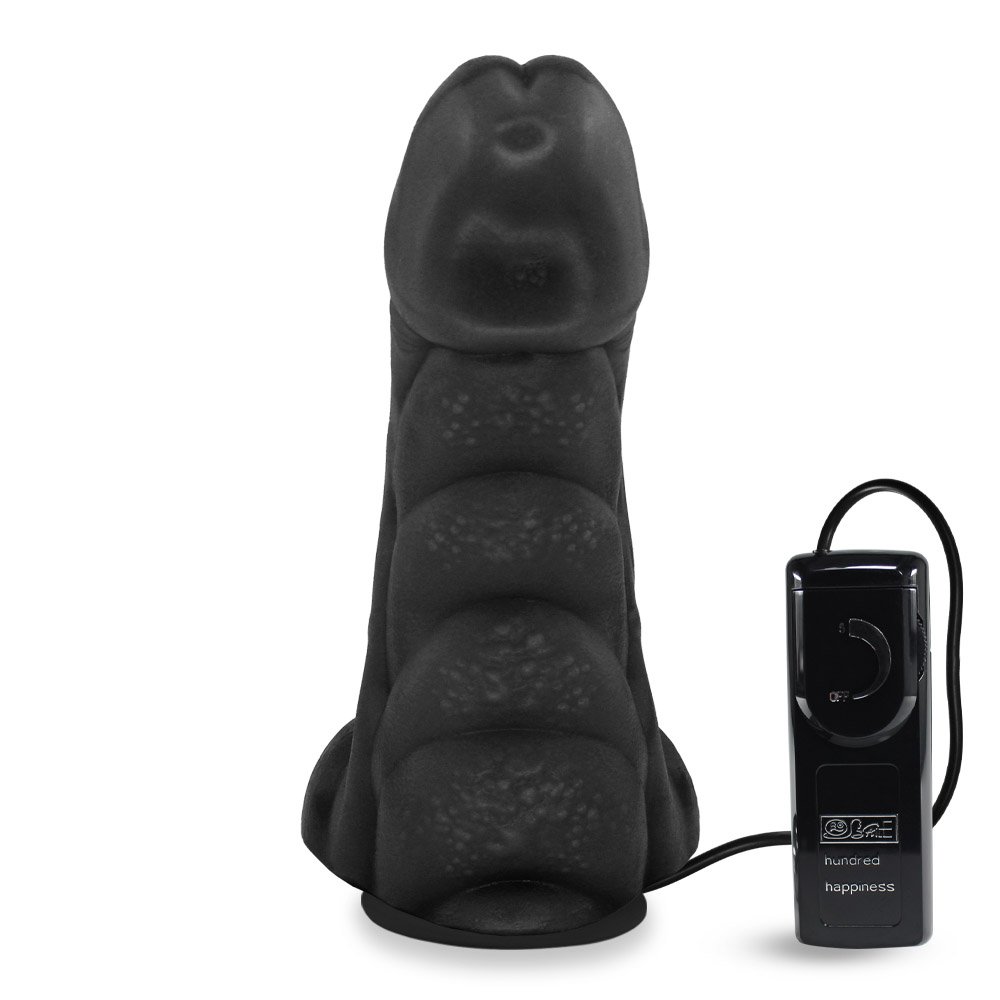 Pênis Flexível com Textura Massageadora e Escroto, Ventosa e Vibro Gator 20,5x 7,5cm Preto | Foto 03