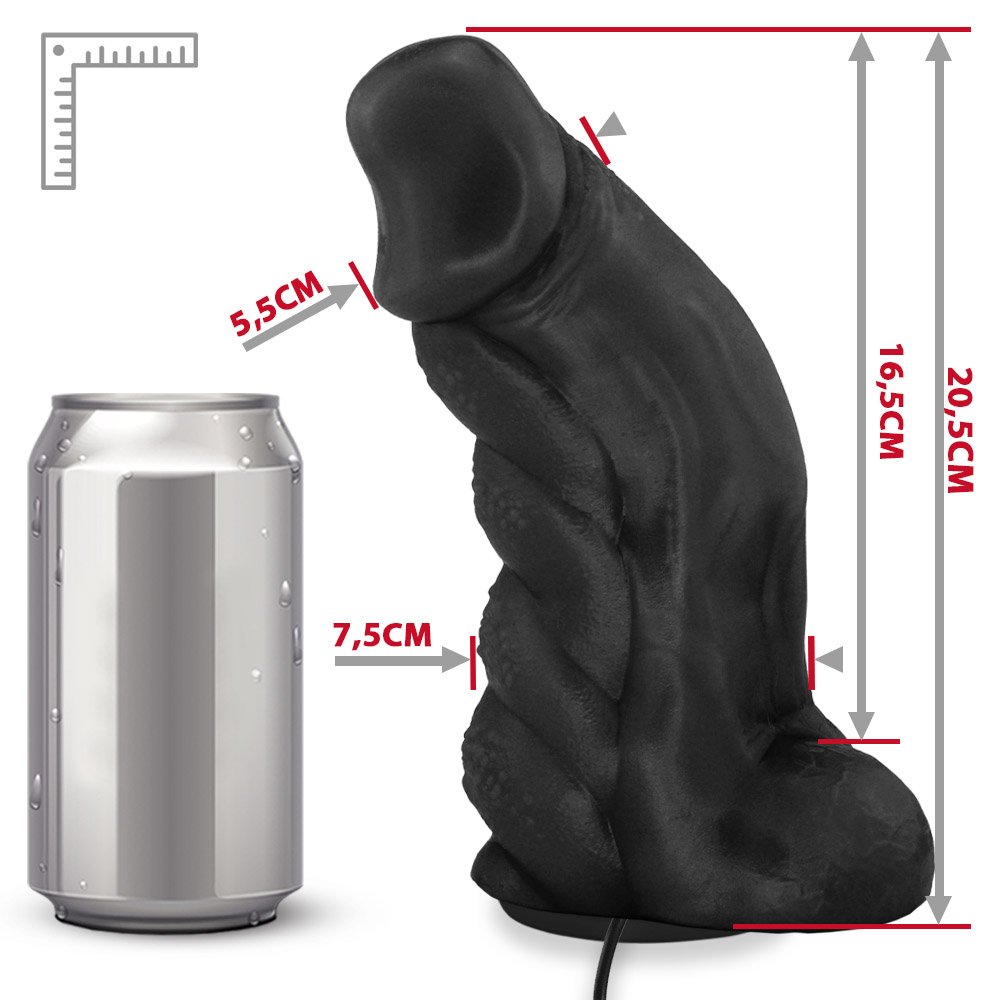 Pênis Flexível com Textura Massageadora e Escroto, Ventosa e Vibro Gator 20,5x 7,5cm Preto | Foto 06