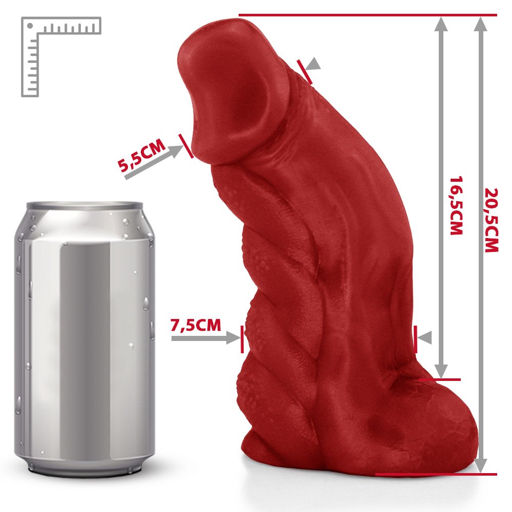 Pênis Flexível com Textura Massageadora e Escroto Gator 20,5x 7,5cm Vermelho | Foto 06