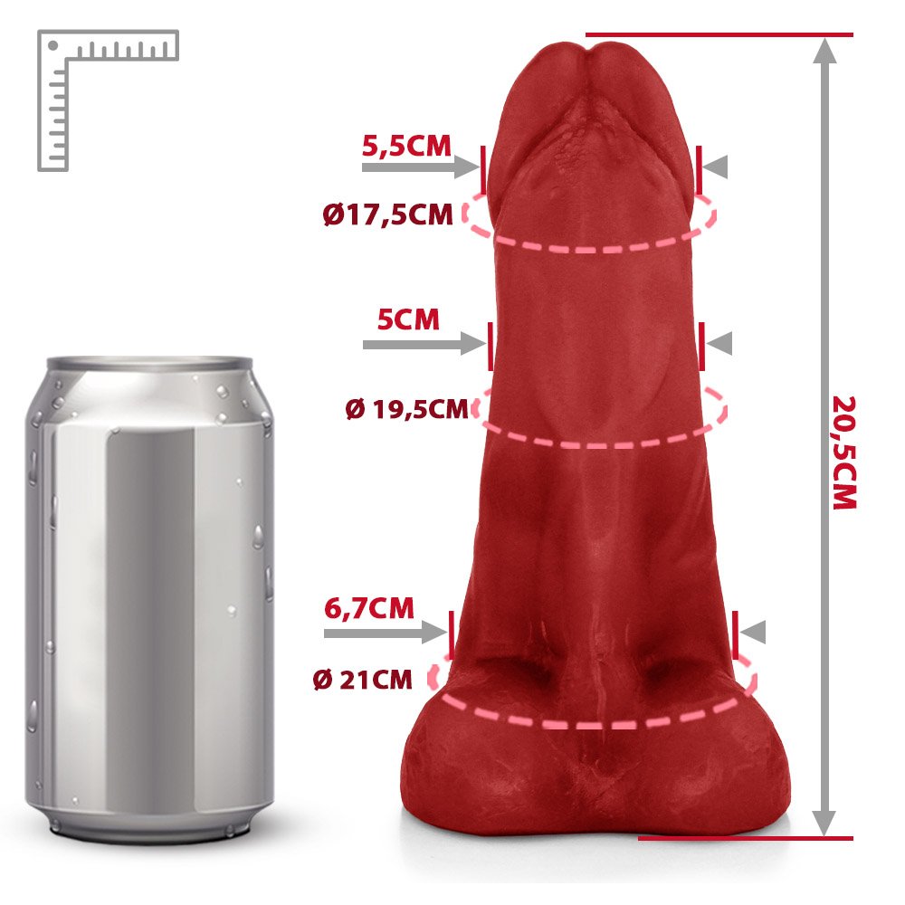 Pênis Flexível com Textura Massageadora e Escroto Gator 20,5x 7,5cm Vermelho | Foto 07