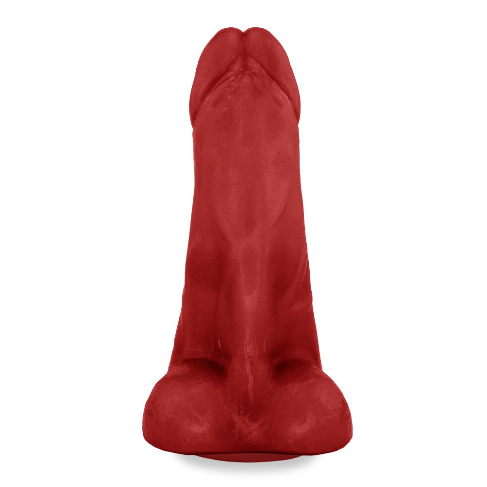 Pênis Flexível com Textura Massageadora e Escroto e Ventosa Gator 20,5x 7,5cm Vermelho | Foto 02