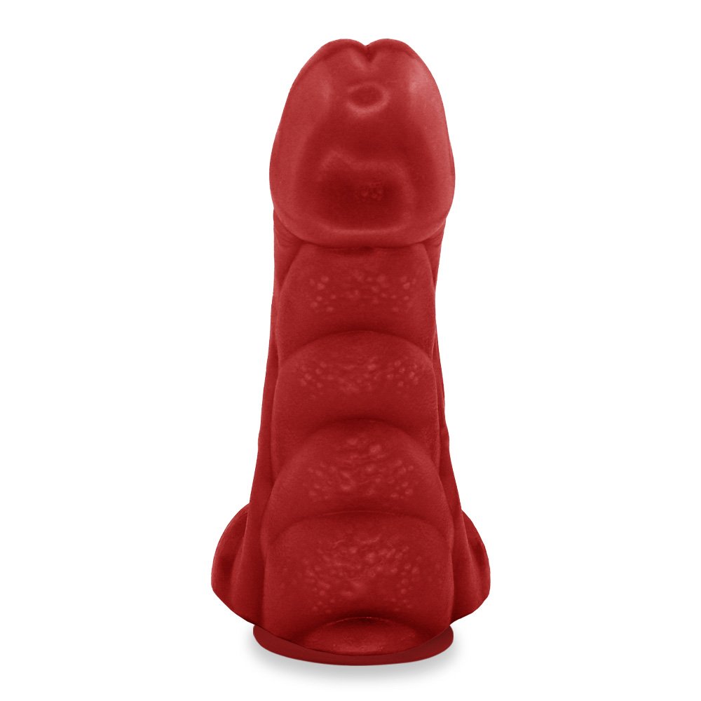 Pênis Flexível com Textura Massageadora e Escroto e Ventosa Gator 20,5x 7,5cm Vermelho | Foto 03