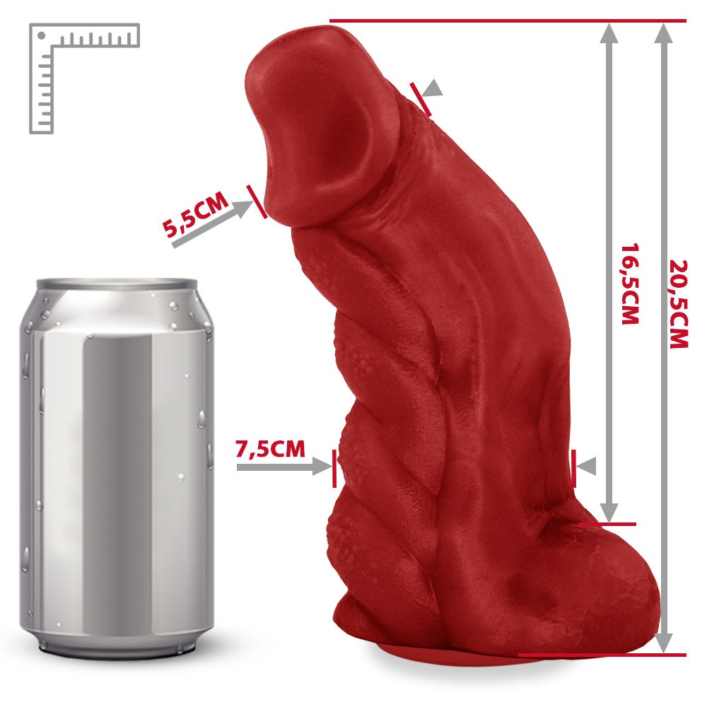 Pênis Flexível com Textura Massageadora e Escroto e Ventosa Gator 20,5x 7,5cm Vermelho | Foto 06