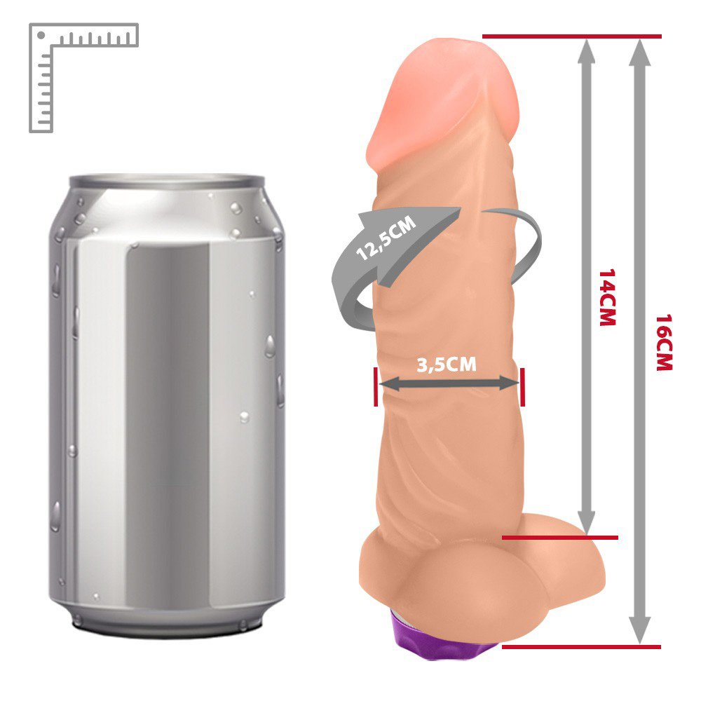 Pênis Realístico com Escroto e Vibrador 10 Velocidades Recarregável Fast 16 x 3,5cm Bege | Foto 06