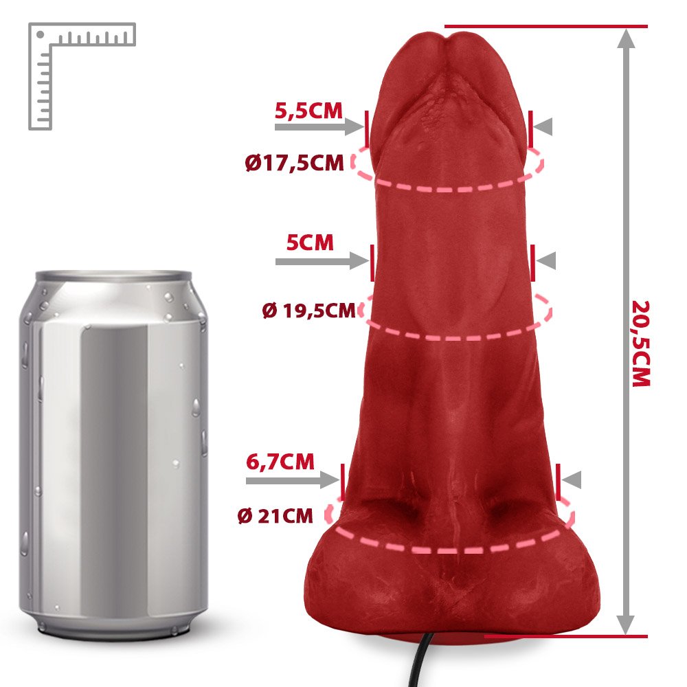 Pênis Flexível com Textura Massageadora e Escroto, Ventosa e Vibro Gator 20,5x 7,5cm Vermelho | Foto 07