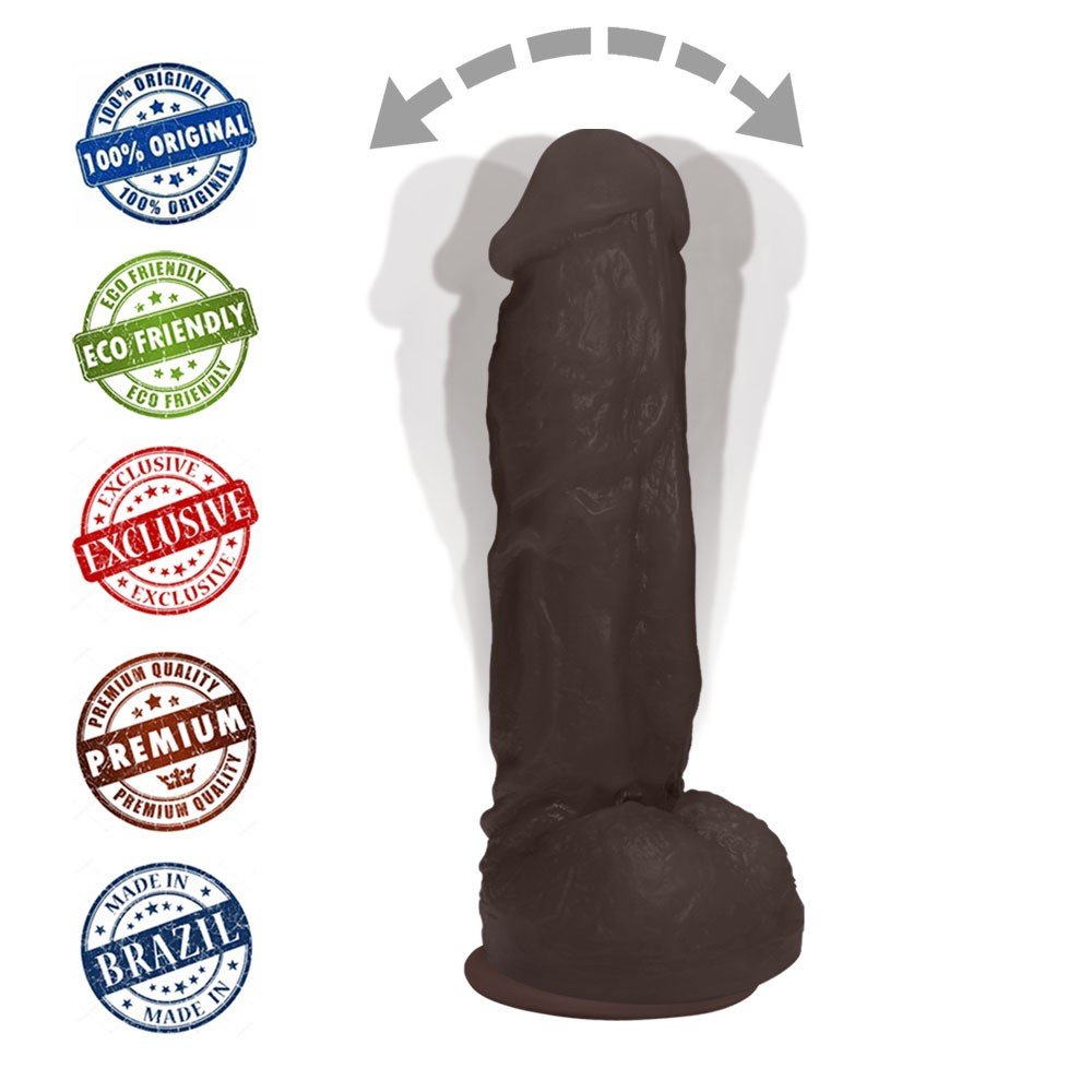 Pênis Realístico Feito em PVC Flexível com Escroto e Ventosa King 19 x 5cm Marrom | Foto 05
