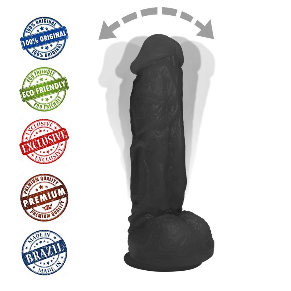 Pênis Realístico Feito em PVC Flexível com Escroto e Ventosa King 19 x 5cm Preto | Foto 05