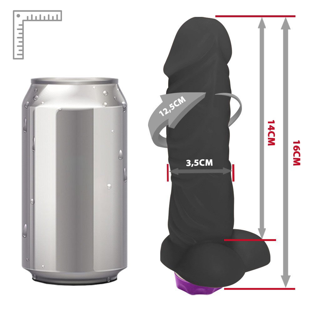 Pênis Realístico com Escroto e Vibrador 10 Velocidades Recarregável Fast 16 x 3,5cm Preto | Foto 06