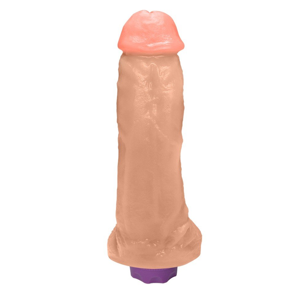Pênis Realístico com Escroto e Vibrador 10 Velocidades Recarregável King 19 x 5cm Bege | Foto 04