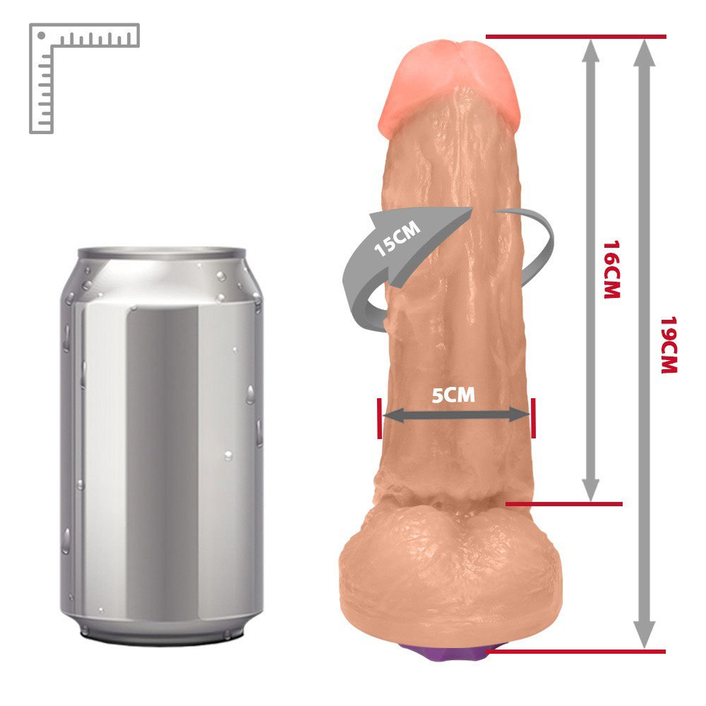 Pênis Realístico com Escroto e Vibrador 10 Velocidades Recarregável King 19 x 5cm Bege | Foto 06