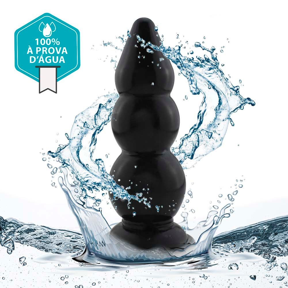 Plug Anal Grande Graduado G - PVC Flexível 23 x 7,6cm Preto Brilhante | Foto 05
