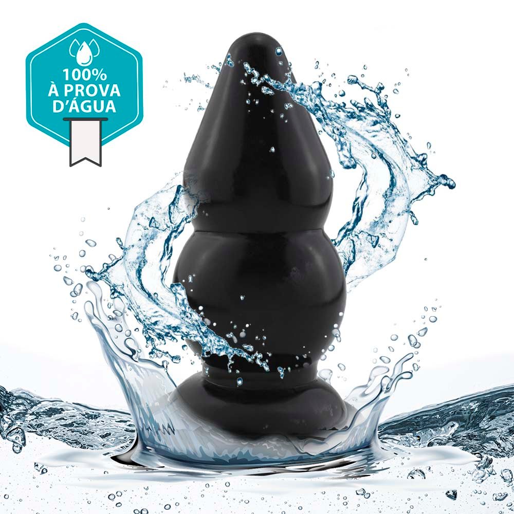 Plug Anal Grande Graduado M - PVC Flexível 16 x 6,7cm Preto Brilhante | Foto 05