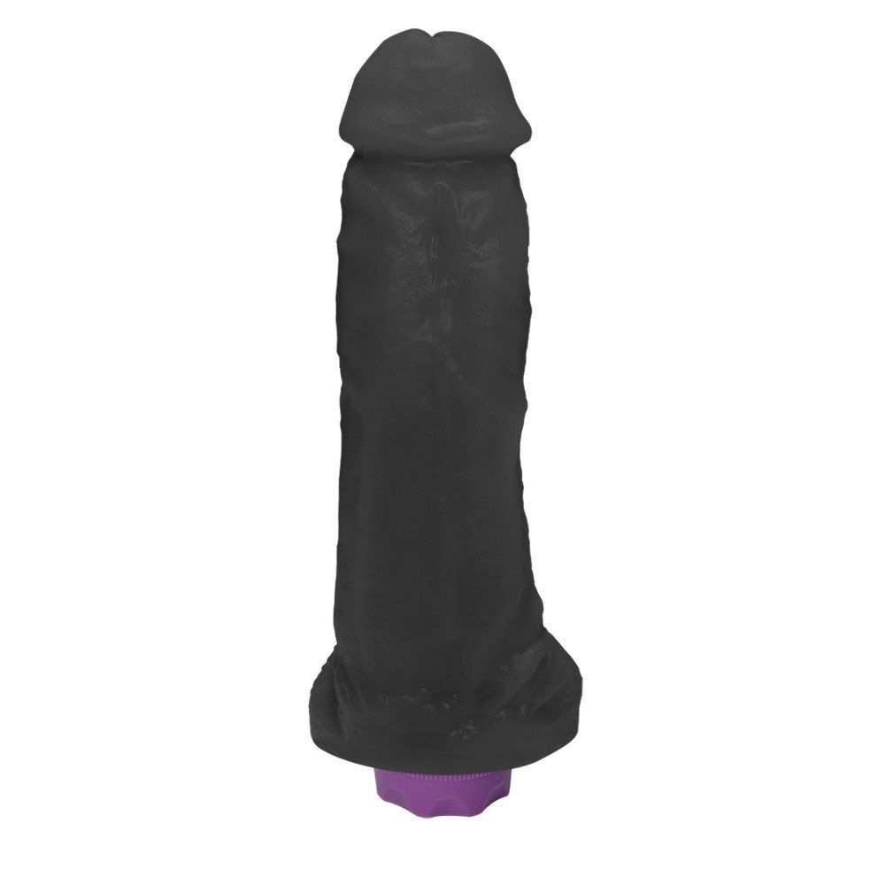 Pênis Realístico com Escroto e Vibrador 10 Velocidades Recarregável King 19 x 5cm Preto | Foto 04