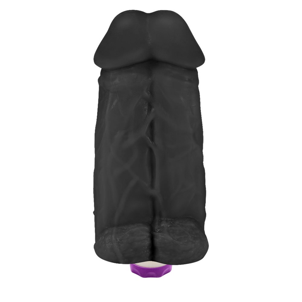 Pênis Realístico Flexível Duplo Super Amigos com Vibrador 18 x 7,5cm Preto | Foto 01