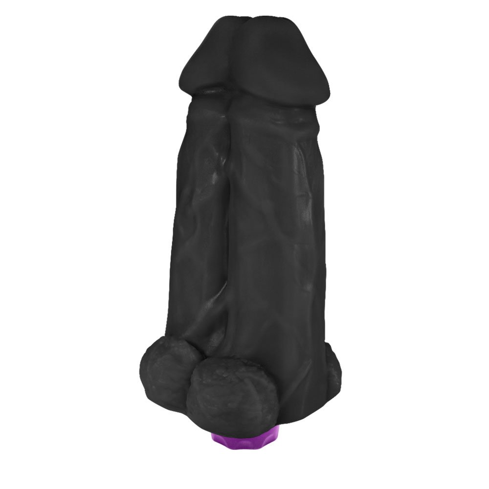 Pênis Realístico Flexível Duplo Super Amigos com Vibrador 18 x 7,5cm Preto | Foto 04