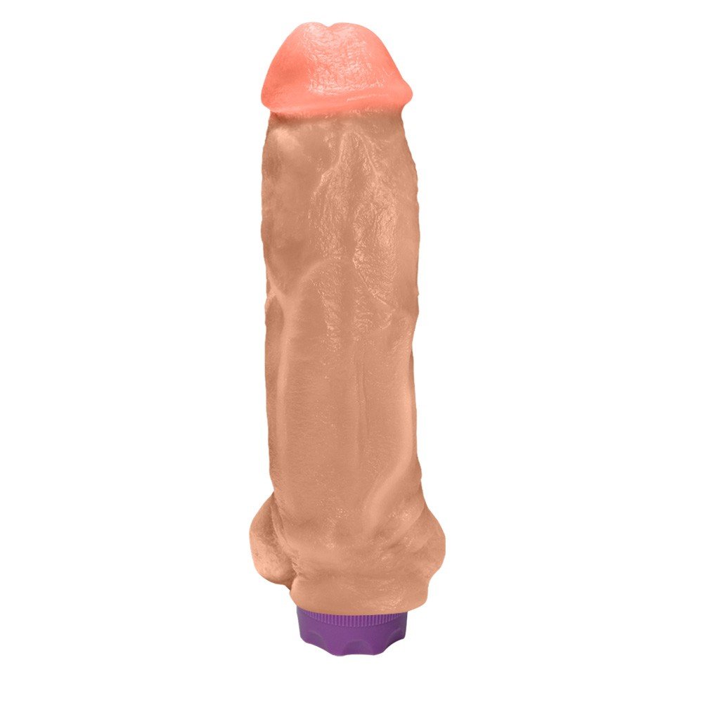 Pênis Realístico com Escroto e Vibrador 10 Velocidades Recarregável King Kong 22 x 5,5cm Bege | Foto 02