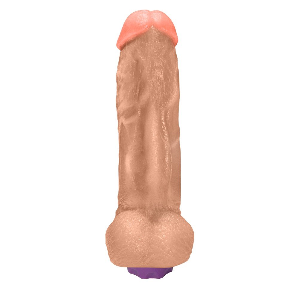 Pênis Realístico com Escroto e Vibrador 10 Velocidades Recarregável King Kong 22 x 5,5cm Bege | Foto 04