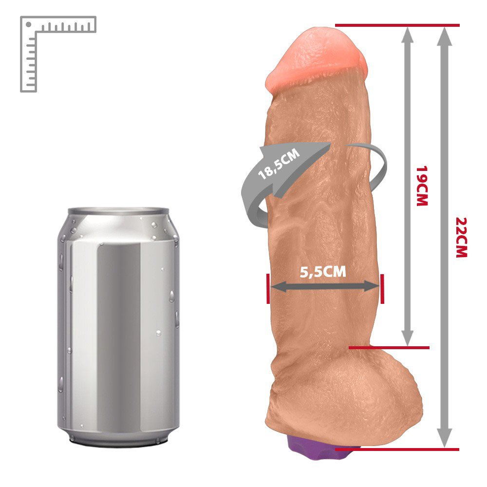 Pênis Realístico com Escroto e Vibrador 10 Velocidades Recarregável King Kong 22 x 5,5cm Bege | Foto 06