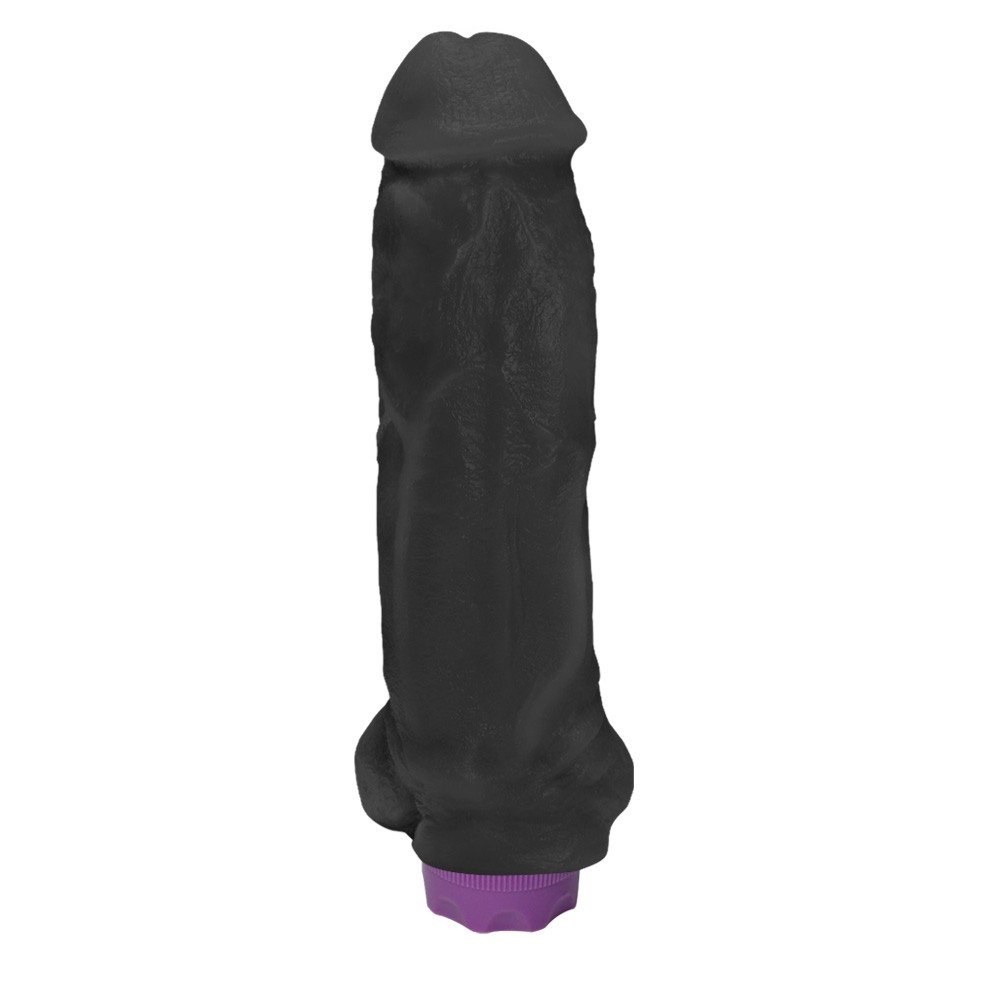 Pênis Realístico com Escroto e Vibrador 10 Velocidades Recarregável King Kong 22 x 5,5cm Preto | Foto 02