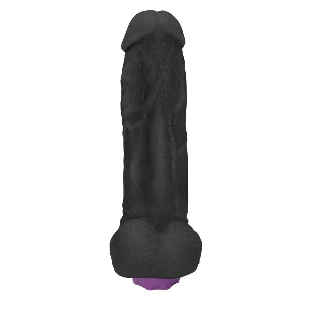 Pênis Realístico com Escroto e Vibrador 10 Velocidades Recarregável King Kong 22 x 5,5cm Preto | Foto 04