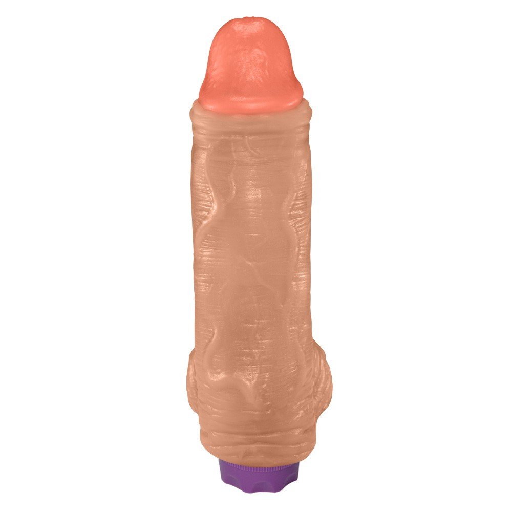 Pênis com Escroto e Vibrador 10 Velocidades Recarregável Large 21 x 6,5cm Bege | Foto 02