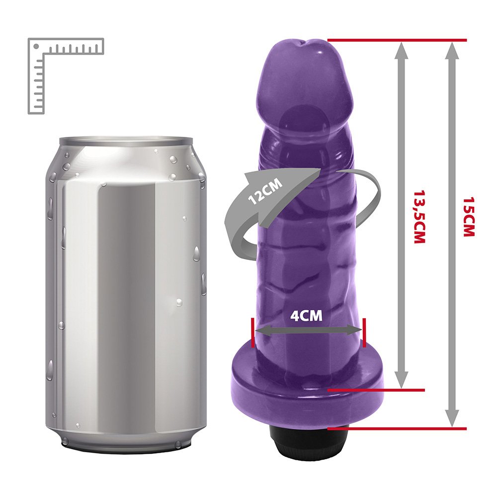 P�nis Mimo Transl�cido com Vibrador Multivelocidade 13,5 x 4cm Roxo | Foto 06