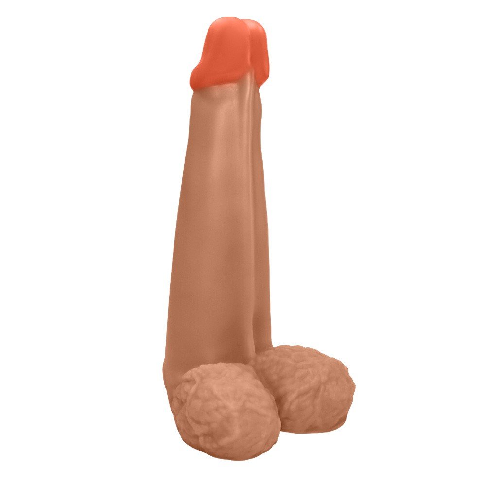 Pênis Gigante e Grosso Flexível com Escroto Longo 28 x 8,3cm Bege | Foto 01