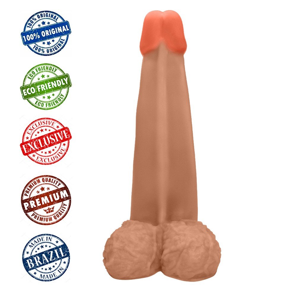 Pênis Gigante e Grosso Flexível com Escroto Longo 28 x 8,3cm Bege | Foto 05