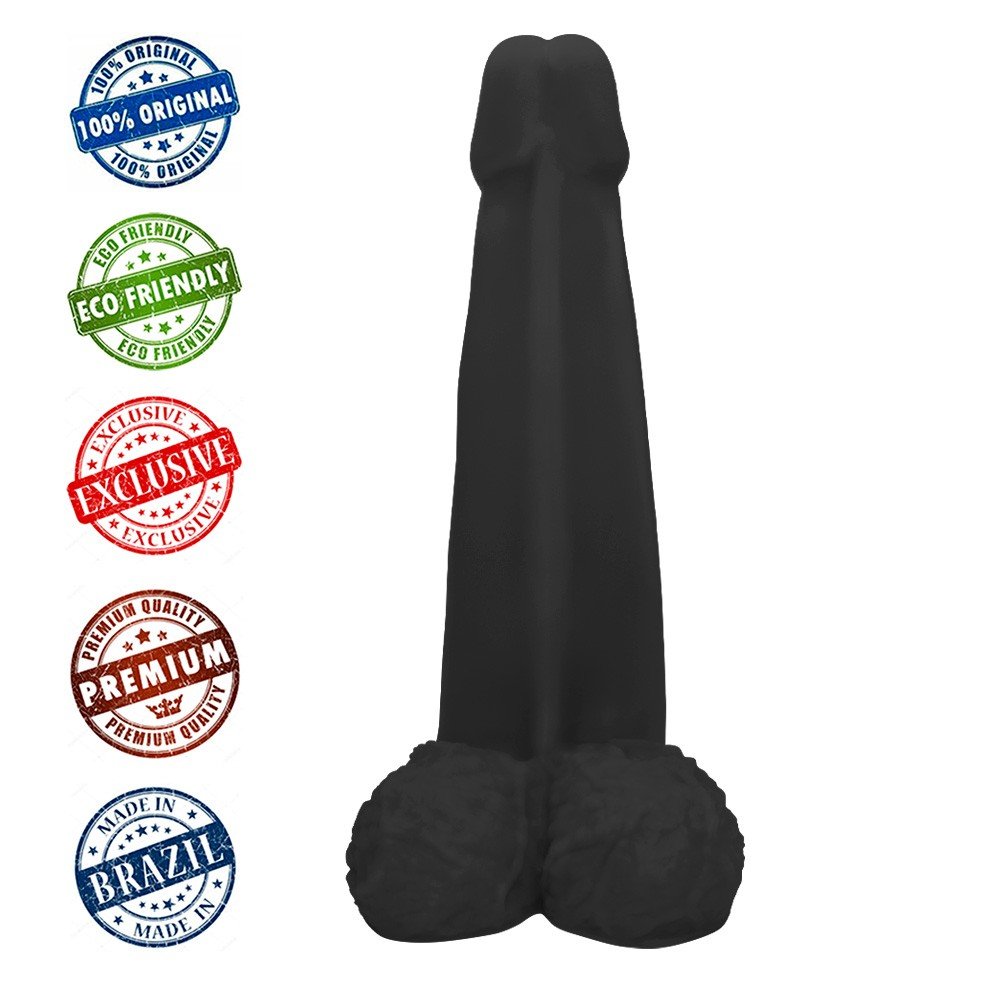 Pênis Gigante e Grosso Flexível com Escroto Longo 28 x 8,3cm Preto | Foto 05