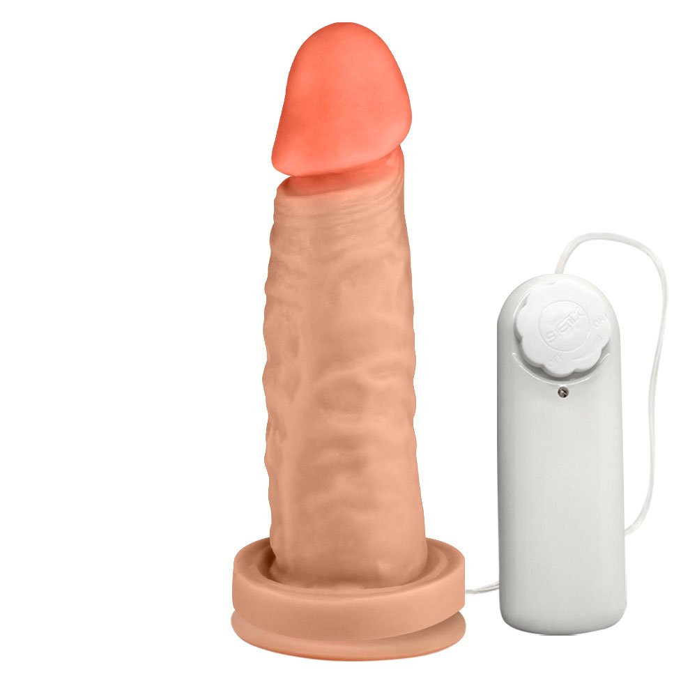Pênis Maciço Maromba em PVC Flexível com Vibrador e Ventosa 14,5 x 4cm Bege | Foto 01
