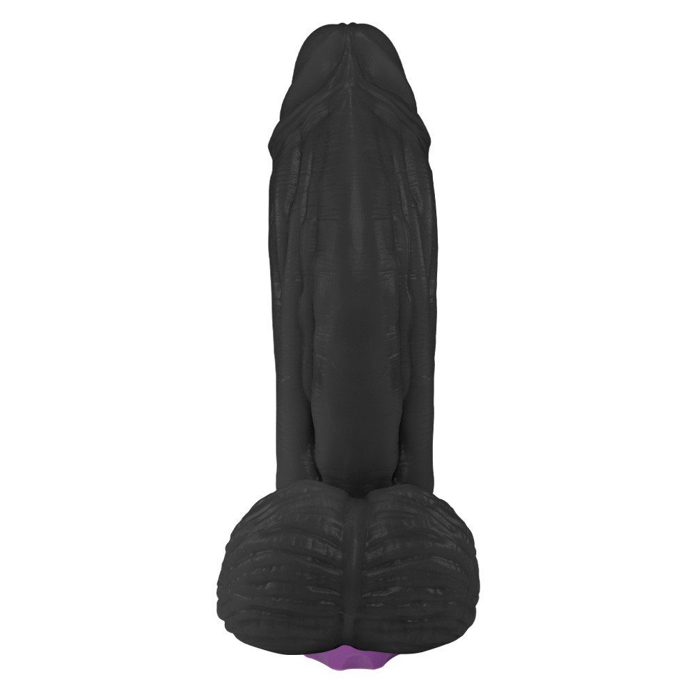 Pênis com Escroto e Vibrador 10 Velocidades Recarregável Large 21 x 6,5cm Preto | Foto 03