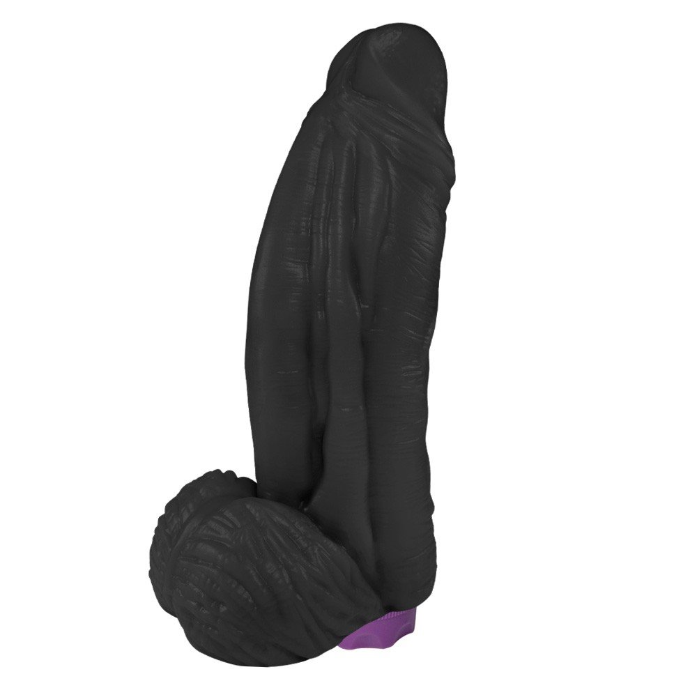 Pênis com Escroto e Vibrador 10 Velocidades Recarregável Large 21 x 6,5cm Preto | Foto 04