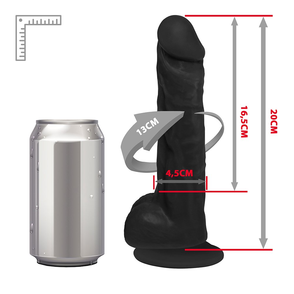 P�nis que Ejacula Flex�vel Eros com Escroto e Ventosa 20 x 4,5cm Preto | Foto 06