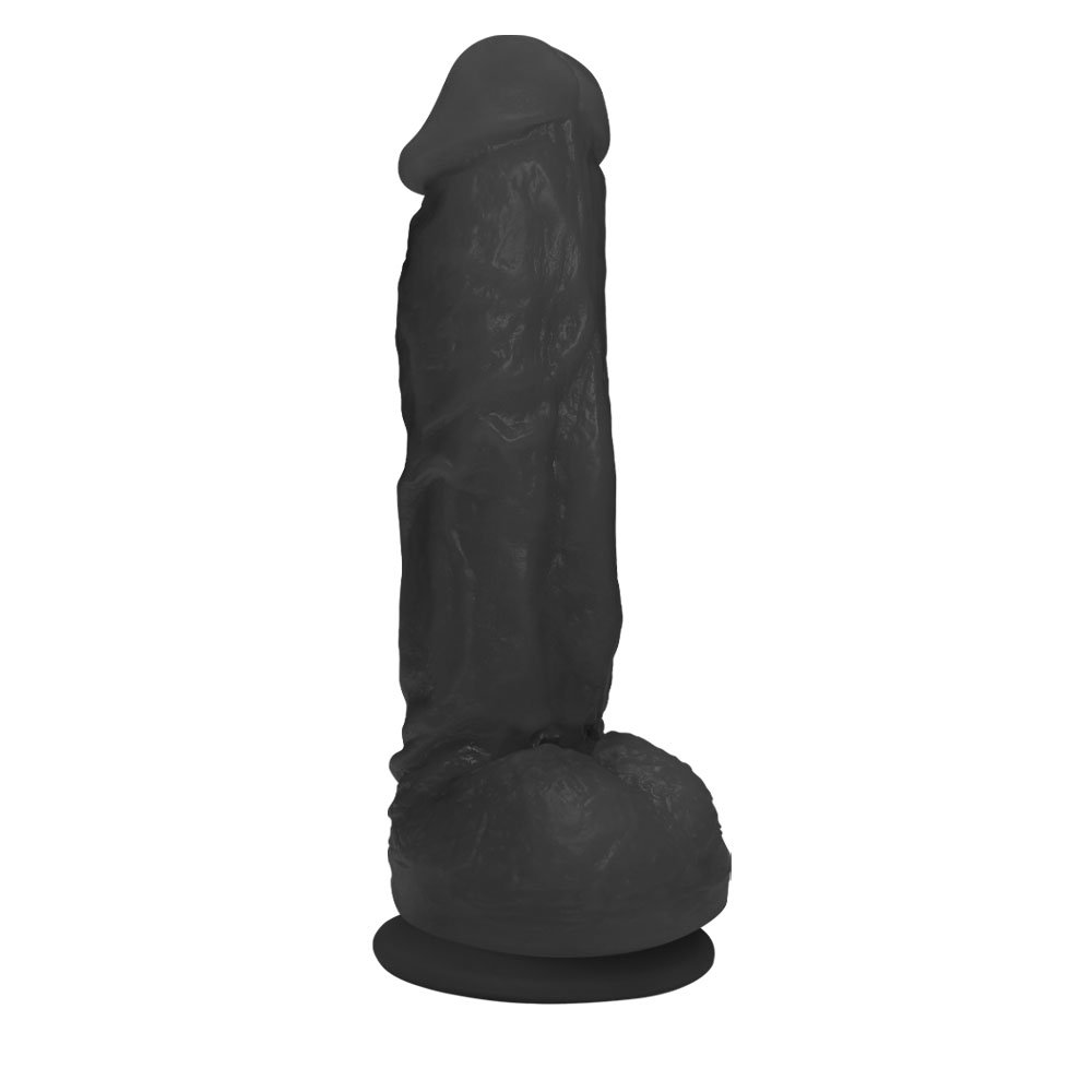 Pênis que Ejacula Flexível King com Escroto e Ventosa 19 x 5cm Preto | Foto 02