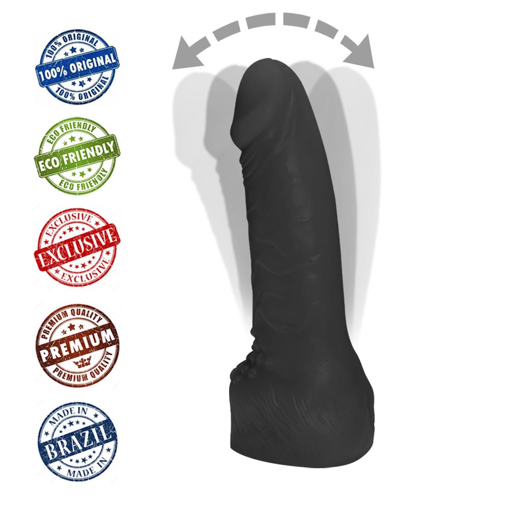 Pênis Realístico Feito em PVC Flexível Massageador 16 x 3,5cm Preto | Foto 05