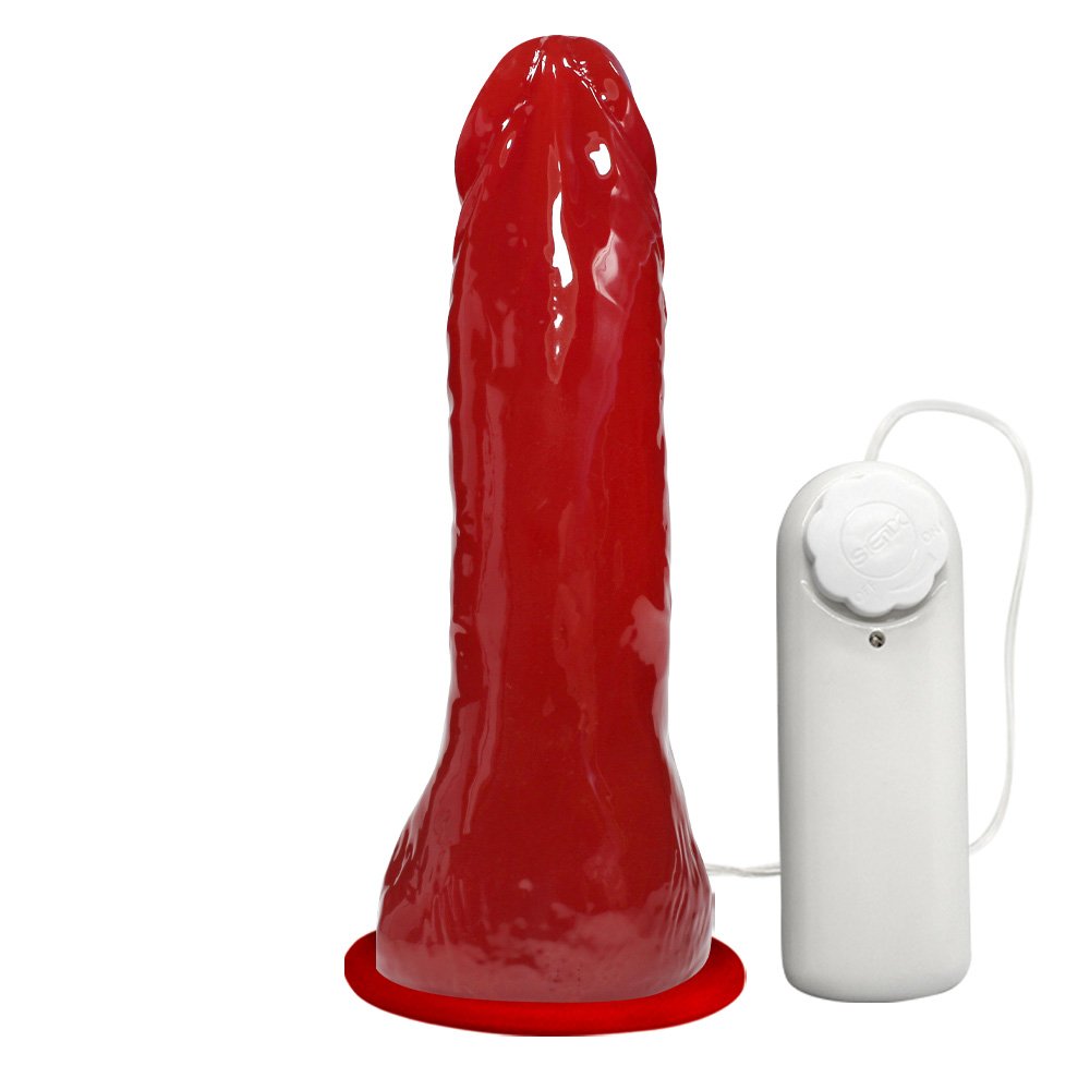 Pênis Massageador com Vibrador e Ventosa 16 x 3,5 cm Vermelho | Foto 03