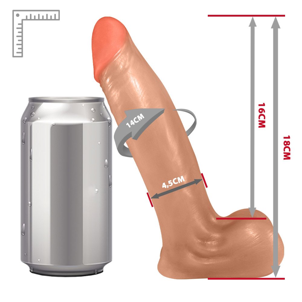 Pênis Maciço Lover em PVC Flexível Atóxico 18 x 4,5cm Bege | Foto 06