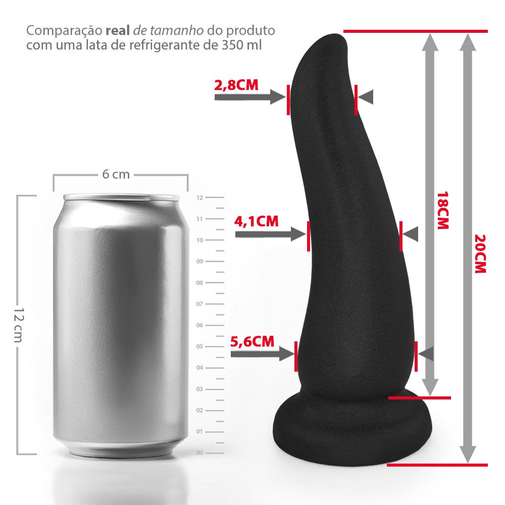 Plug Anal Grande Tongue - PVC Flexível 20 x 5,6cm Preto | Foto 07