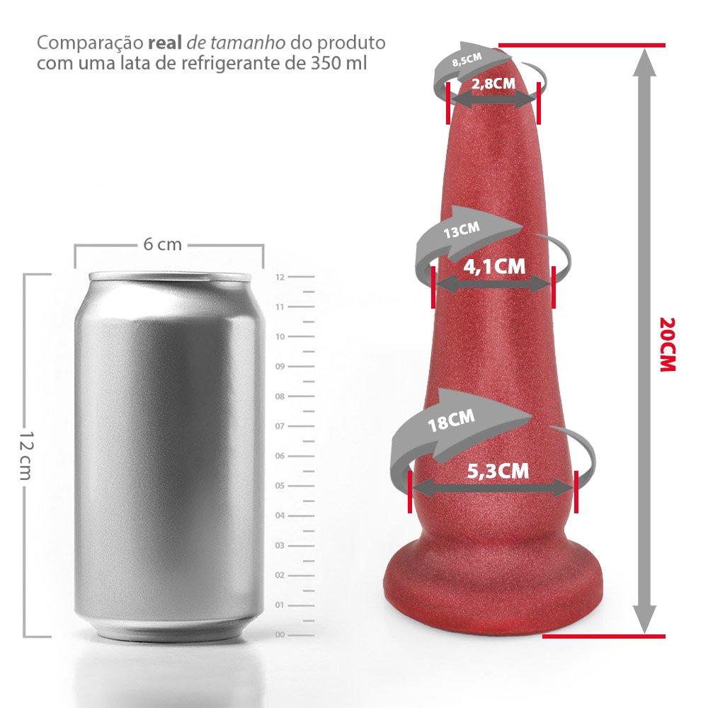 Plug Anal Grande Tongue - PVC Flexível 20 x 5,6cm Vermelho | Foto 06