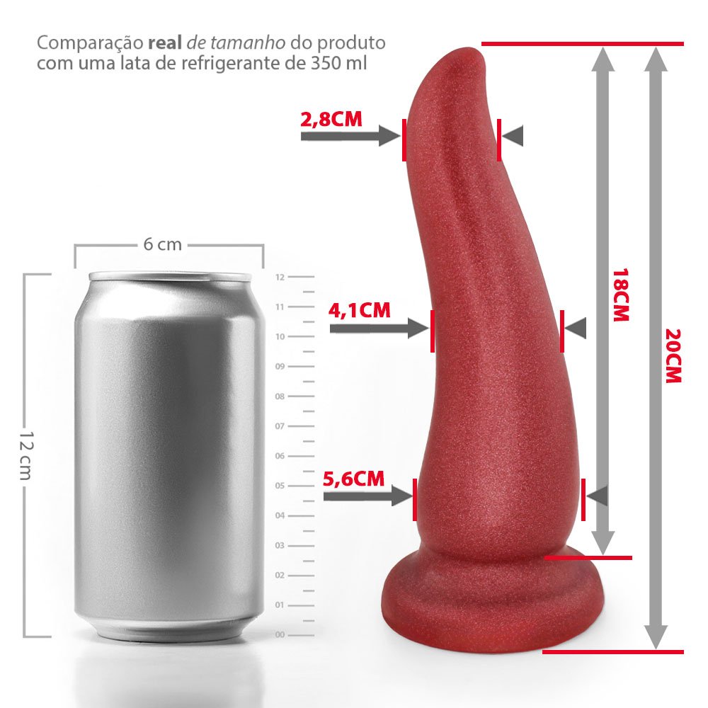 Plug Anal Grande Tongue - PVC Flexível 20 x 5,6cm Vermelho | Foto 07
