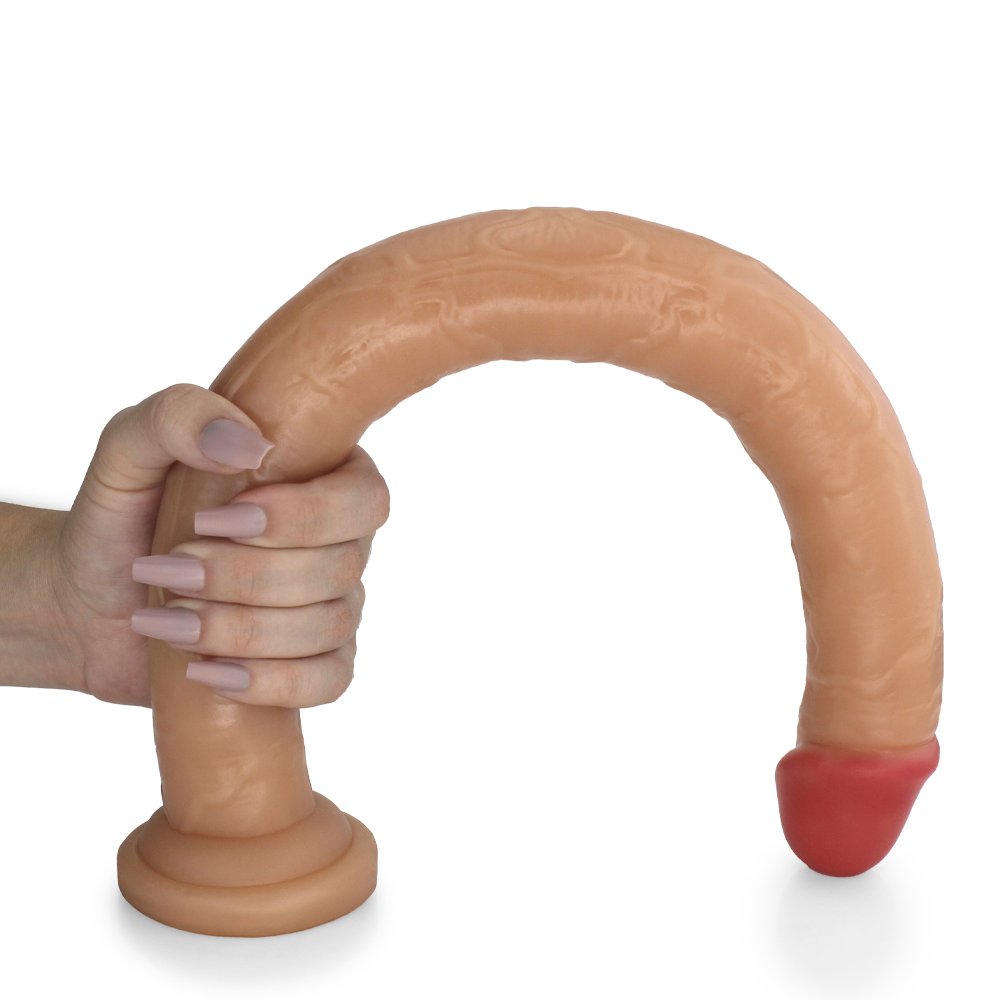 Pênis Gigante e Grosso com Escroto Pirocão - Dildo em PVC Flexível 46 x 4,3cm Bege | Foto 04