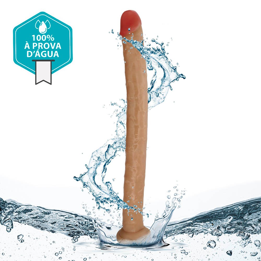 Pênis Gigante e Grosso com Escroto Pirocão - Dildo em PVC Flexível 46 x 4,3cm Bege | Foto 05
