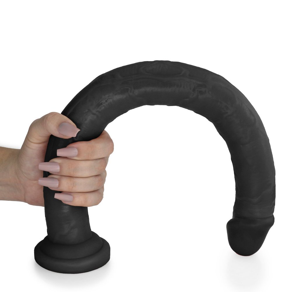Pênis Gigante e Grosso com Escroto Pirocão - Dildo em PVC Flexível 46 x 4,3cm Preto | Foto 04