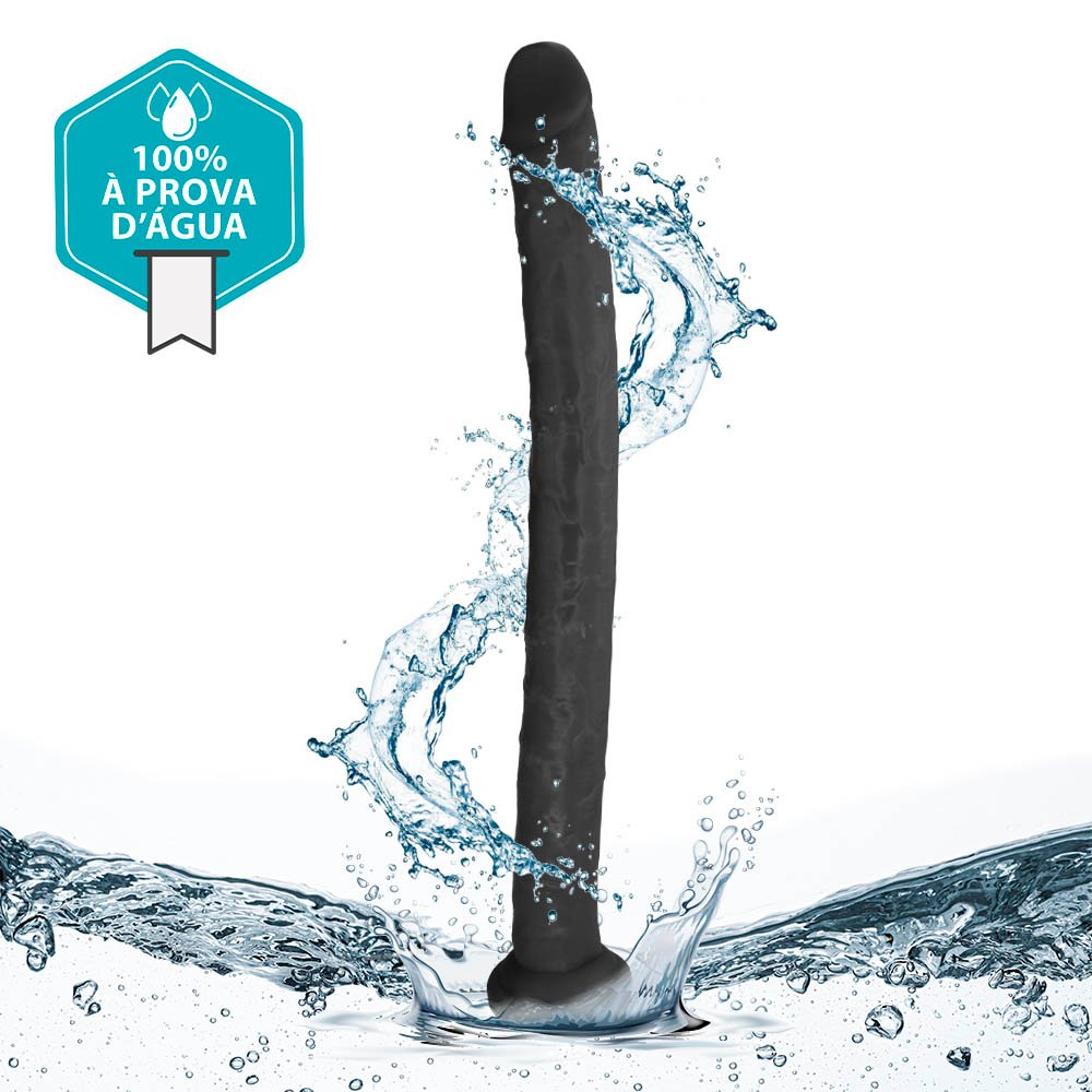 Pênis Gigante e Grosso com Escroto Pirocão - Dildo em PVC Flexível 46 x 4,3cm Preto | Foto 05