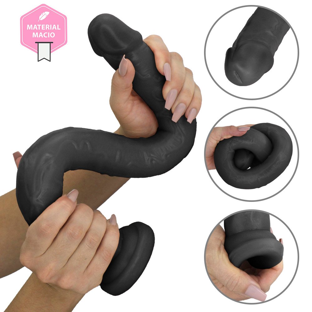 Pênis Gigante e Grosso com Escroto Pirocão - Dildo em PVC Flexível 46 x 4,3cm Preto | Foto 08